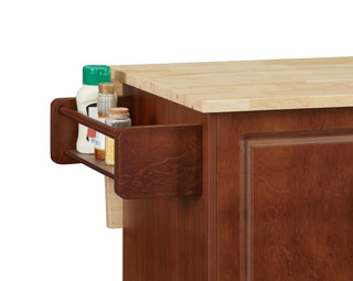 Sunvega Mobile Kitchen Island Cart with 3 Drawers Spice Rack and Drop Leaf Table