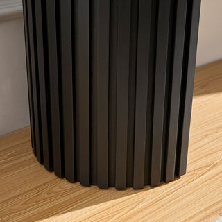 Sunvega Curved Entryway Console Table With Drawer and Unique Vertical Stripe Design