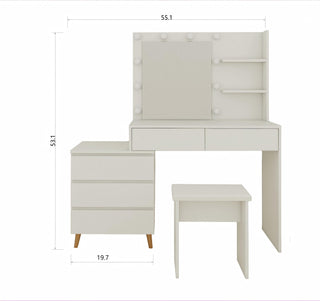 Sunvega Vanity Table with Adjustable Mirror Spacious Drawer and Matching Stool