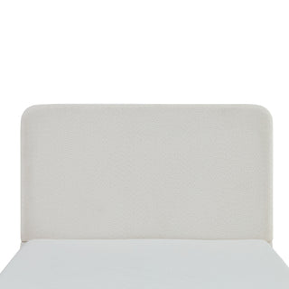 Sunvega Pearl White Chenille Upholstered King Bed with 52 Inch Tall Headboard