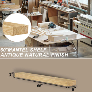 Sunvega Handcrafted Pine Wood Fireplace Mantel Shelf with Distinctive Wood Grain