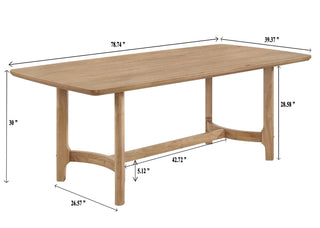 Sunvega Modern Rectangular Dining Table with Light Brown Beige Finish and Softly Rounded Corners