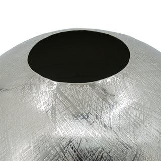 Sunvega Gold Aluminum Chisel Flower Vase with a Short Round Metallic Silhouette