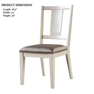 Sunvega White Oak Finish Faceted Panel Back Padded Seat Side Chair 2pc Set