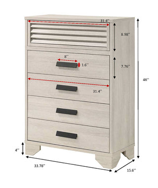 Sunvega Contemporary Louvered Design Nightstand with Two Drawers and Finger Pull Hardware