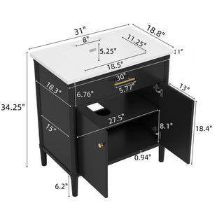 Sunvega 30 Inches Bathroom Vanity with Sink and Soft Close Doors