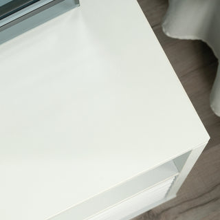 Sunvega Modern White Finish Nightstand with Gold Tone Hardware and Spacious Drawer