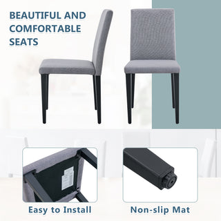 Sunvega Black PU Dining Chairs with Silver Metal Legs and High Elasticity Sponge Filling for Living Room
