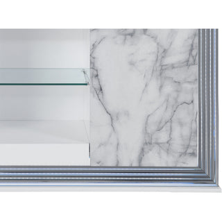 Sunvega Modern Sleek Nightstand with LED Light and Rich Chrome Accents
