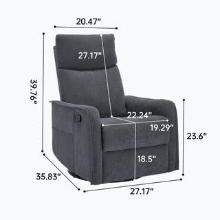 Sunvega Fabric Swivel Rocker Recliner Chair with Massage and Lumbar Heat for Living Room