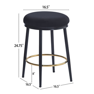 Sunvega Modern Black Iron Frame Counter Stools Set of 2 with Sponge Cushion and Footrest