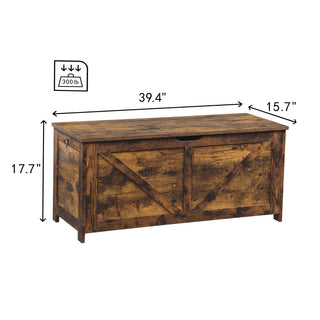 Sunvega Extra Long Rustic Brown Storage Chest with U Shaped Pull for Entryway