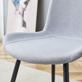 Sunvega Light Gray Artificial Leather Dining Chair with Curved Widened Cushion Design