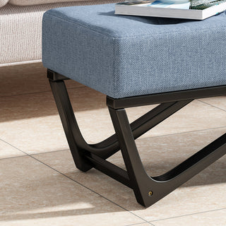 Sunvega Modern Ottoman Bench with Button-Tufted Waffle Stitch and Geometric Legs