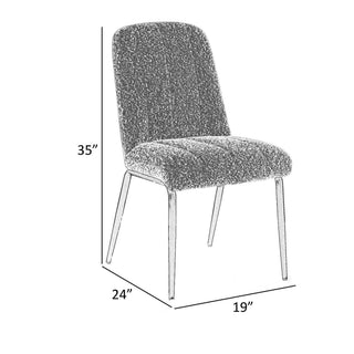 Sunvega Set of 2 White Boucle Dining Chairs with Bronze Metal Tapered Legs