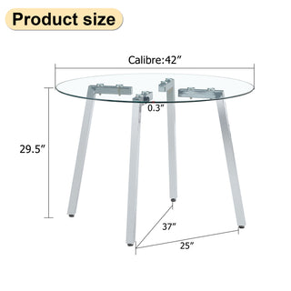 Sunvega Modern Minimalist Circular Transparent Tempered Glass Table with Golden Metal Legs
