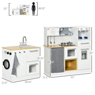 Sunvega Wooden Corner Play Kitchen Set with Sound Effects and Tons of Countertop Space