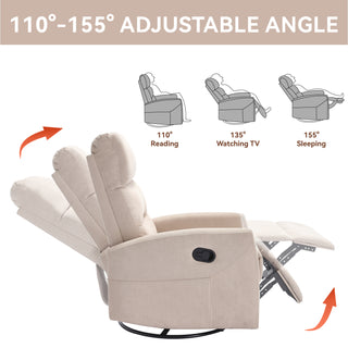 Sunvega Manual Recliner Chair with 360 Degree Swivel and Rocking Function in Grey Fabric