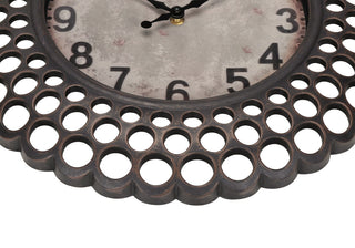 Sunvega 16 inch Round Wall Clock with Dark Brown Frame and Quartz Movement