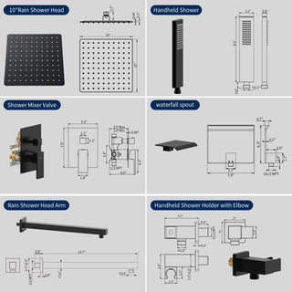 Sunvega High Pressure 10 Inch Rain and Handheld Shower System with Matte Black Finish