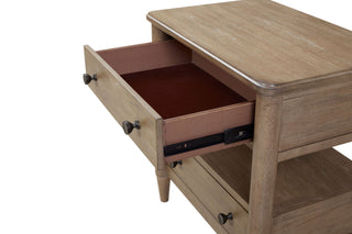 Sunvega Sand Finish Nightstand with 2 Storage Drawers and Custom Hardware