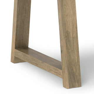 Sunvega Grey Wash Solid Mango Wood Farmhouse Dining Table with Trestle Base
