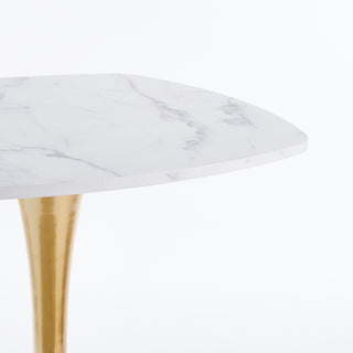 Sunvega Mid-Century Modern Square Dining Table with Black and Golden Tulip Pedestal Base