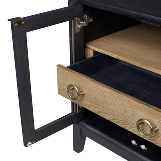 Sunvega Nightstand with Tempered Glass Doors and 1 Storage Drawer
