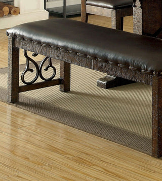Sunvega Contemporary Walnut Finish Upholstered Seat Solid Wood Dining Room Bench