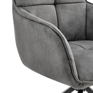 Sunvega Modern Charcoal Velvet Dining Accent Chair with Black Metal Legs