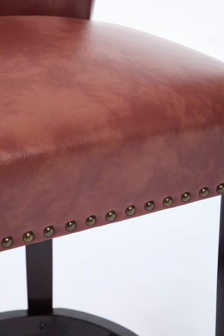 Sunvega Brown Wooden Bar Stools with Cow Top Leather Upholstered Seat and Backs