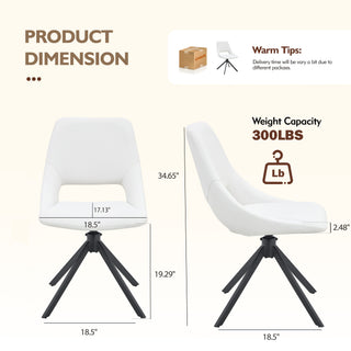 Sunvega Modern PU Leather Swivel Dining Chairs Set of 2 with Auto-Return and High Back