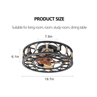 Sunvega Farmhouse Modern Caged Ceiling Fan with Lights Remote Control and 6 Speeds