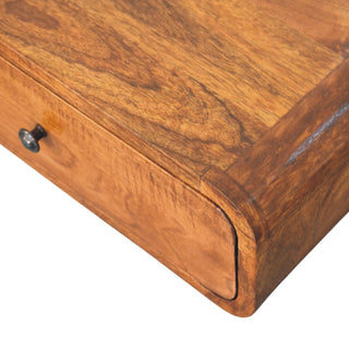 Sunvega Wall-Mounted Honey Caramel Mango Wood Nightstand with Single Drawer