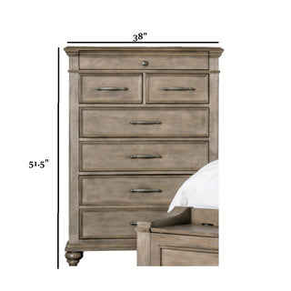 Sunvega Transitional Aged Oak Solid Wood 7-Drawer Chest with Bun Feet