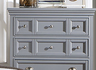 Sunvega Transitional Gray Solid Wood Chest with 5 Felt-Lined Drawers and Ball Bearing Glides