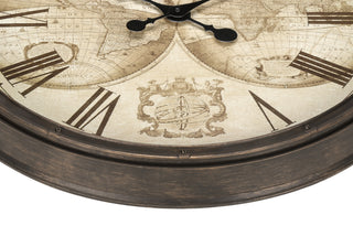 Sunvega 20 Inch Round Wall Clock with Antique Brown Frame and Roman Numerals