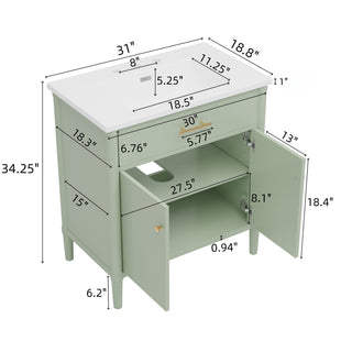 Sunvega 30 Inches Bathroom Vanity with Sink and Soft Close Doors