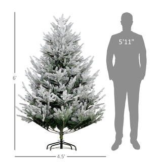 Sunvega Pencil Artificial Xmas Tree with Faux Snow Flocked Full Branch Tips Flame-retardant
