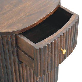 Sunvega Handcrafted Mango Wood Curved Fluted 3-Drawer Drum Chest