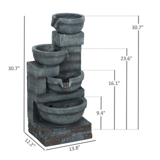 Sunvega 4-Tier Cascading Waterfall Fountain with LED Lights for Garden Patio