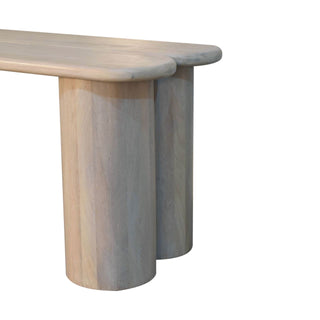 Sunvega Solid Mango Wood Twin Plank Bench with Minimalist Design and Unique Grain