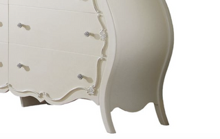 Sunvega Pearl White Finish Dresser with Scrolled Inlay Details and Spacious Drawers