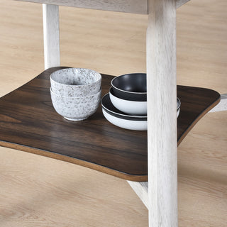 Sunvega 45.7-inch Round Dining Table with Storage Shelf in Modern Farmhouse Style