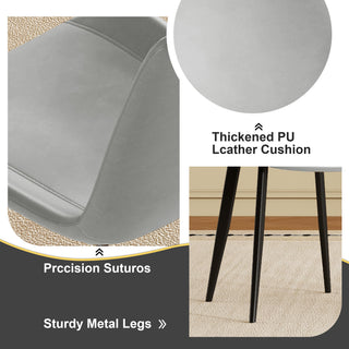 Sunvega Modern Brown PU Leather Dining Chairs with Carbon Steel Legs Set of 4