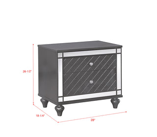 Sunvega Glam Style 2 Drawer Nightstand with Mirror Plating and Tapered Legs