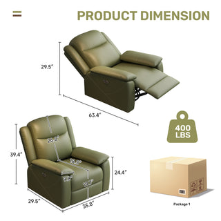 Sunvega Oversized Electric Recliner Chair with USB Charging Port and Overstuffed Cushion
