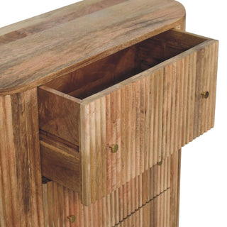 Sunvega Solid Mango Wood Soba Ball Chest with 3 Drawers and Oak Finish