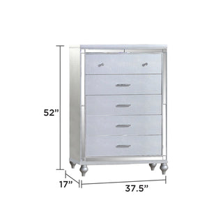 Sunvega Sterling Mirror Framed 5-Drawer Chest with Spacious Drawers and Metallic Finish