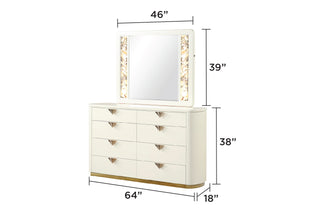 Sunvega Modern Style Wood Dresser with Gold Accents and Six Spacious Drawers